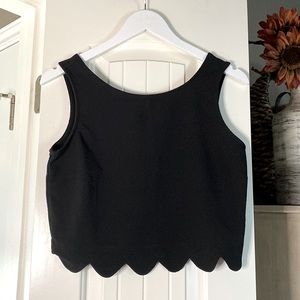 Black Scalloped Crop Top